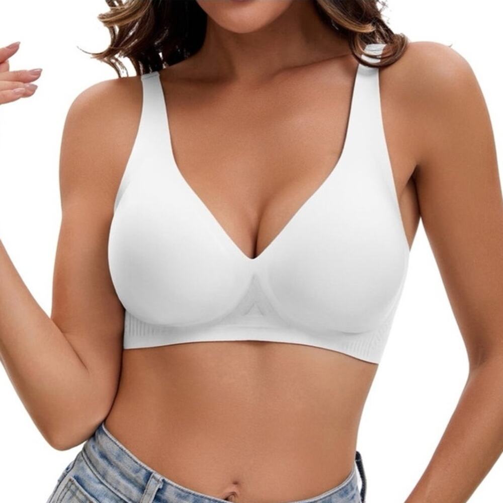 NWT ~ White Wireless Seamless Support Jelly Bra & Water Drop Cup ~ Plus Size 3X
